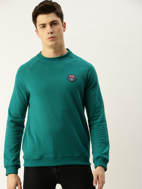 

Peter England Men Teal Solid Sweatshirt