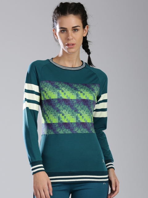 

HRX by Hrithik Roshan Teal Green Printed Sweatshirt