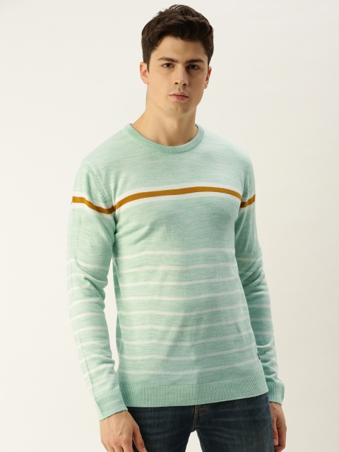 

Peter England Men Blue & White Striped Pullover Sweater