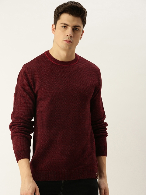 

Peter England Men Maroon Self Design Pullover Sweater