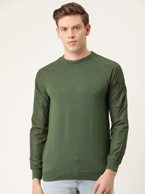 

Peter England Casuals Men Green Solid Pullover Sweater