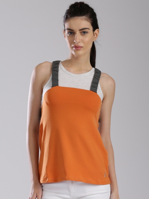 

HRX by Hrithik Roshan Off-White & Orange Top