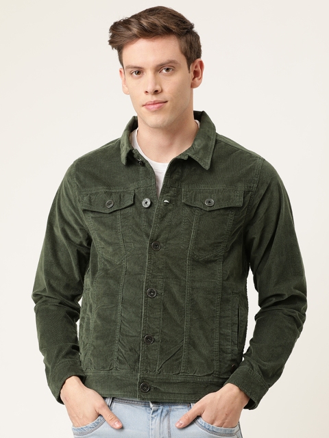 

Peter England Casuals Men Green Solid Corduroy Tailored Jacket