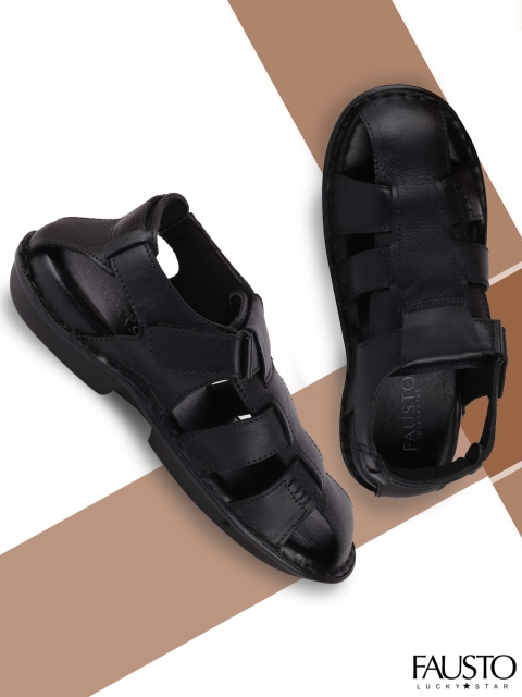 

FAUSTO Men Black Fisherman Sandals