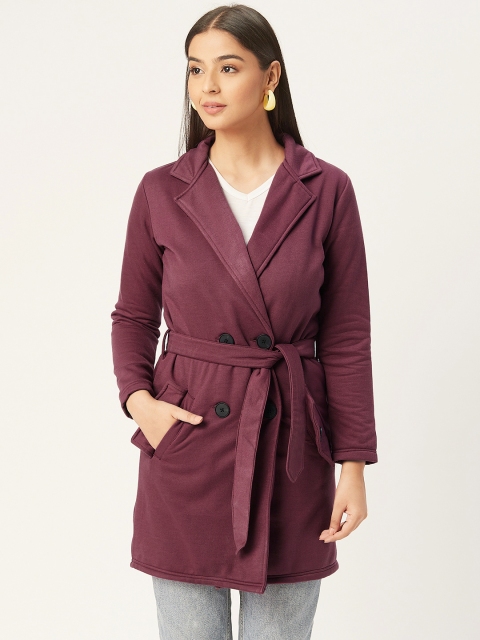 

Alsace Lorraine Paris Women Purple Solid Double-Breasted Overcoat