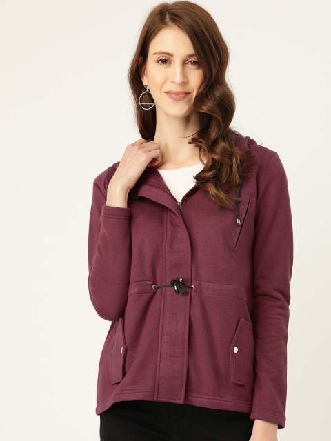 

Alsace Lorraine Paris Women Burgundy Solid Hooded Sweatshirt