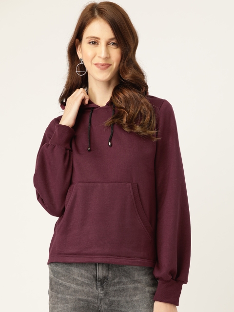 

Alsace Lorraine Paris Women Burgundy Solid Hooded Sweatshirt