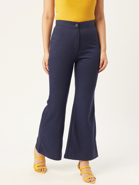 

Alsace Lorraine Paris Women Navy Blue High-Rise Flared Solid Bootcut Trousers