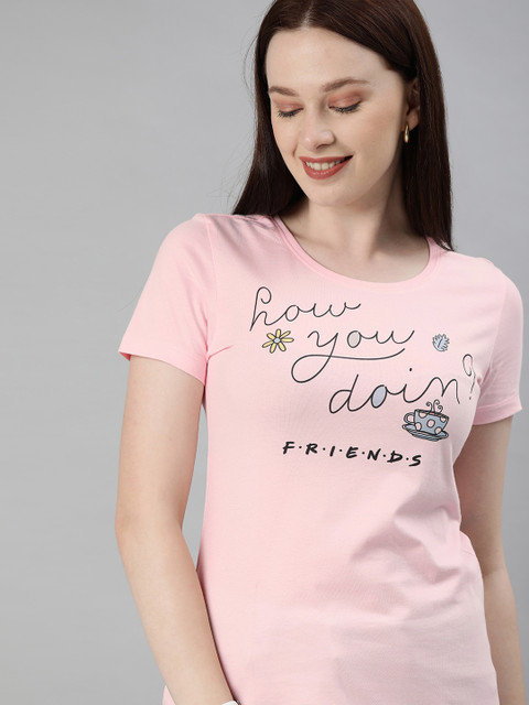 

Huetrap Women Pink Wonder Women Printed Round Neck Pure Cotton T-shirt
