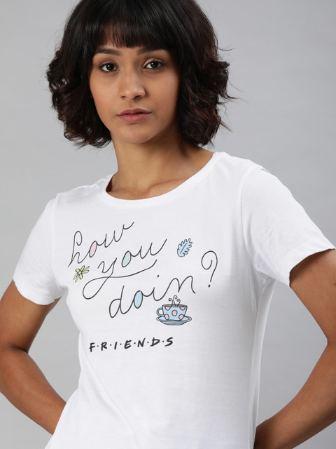 

Huetrap Women White Wonder Women Printed Round Neck Pure Cotton T-shirt