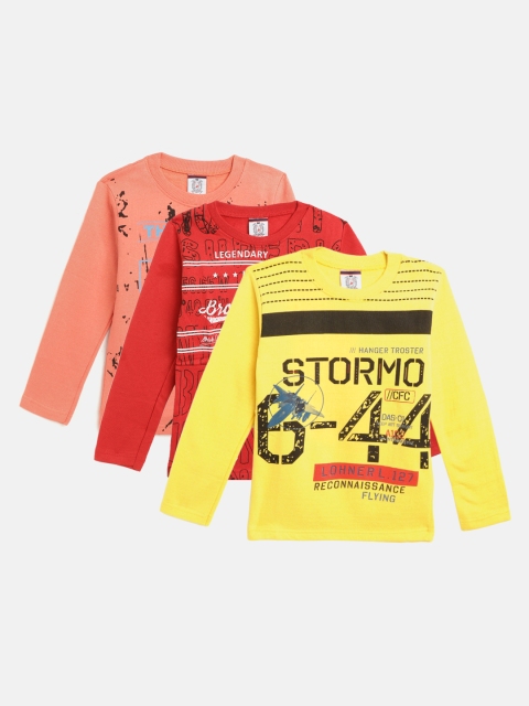 

MANZON Kids Pack of 3 Typography Print Sweatshirts, Yellow