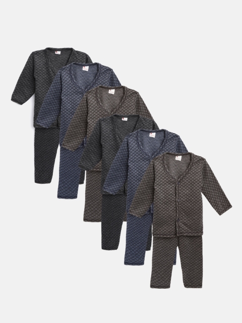 

MANZON Kids Pack of 6 Quilted Thermal Sets, Charcoal