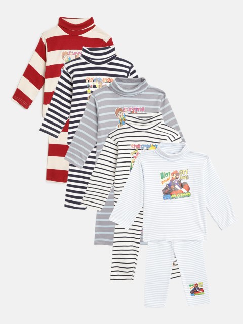 

MANZON Kids Pack of 5 Striped Clothing Sets, White