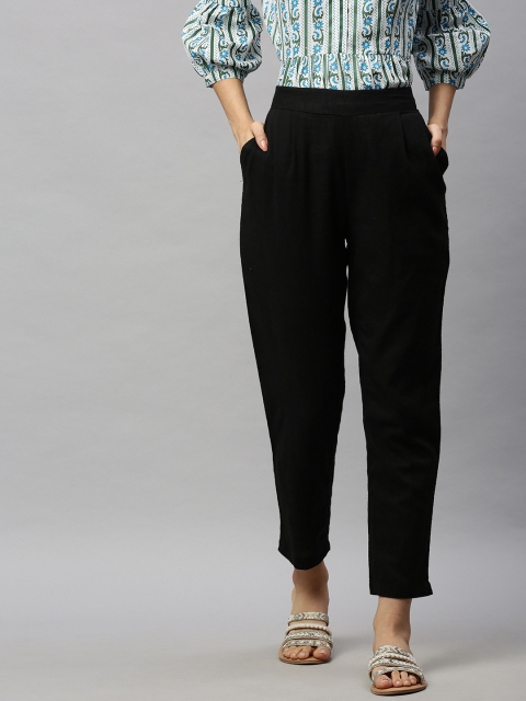 

Aprique FAB Women Black Regular Fit Solid Trousers