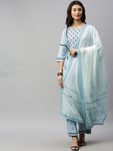 

Aprique FAB Women Blue Printed Kurta with Palazzos & Dupatta