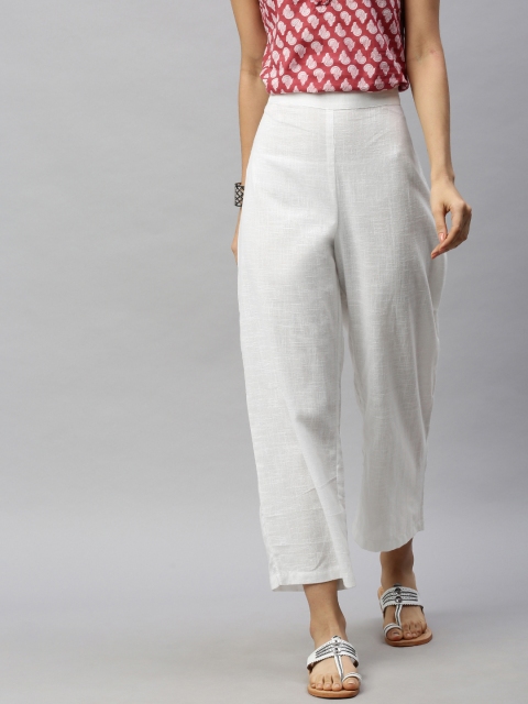 

Aprique FAB Women White Solid Straight Palazzos