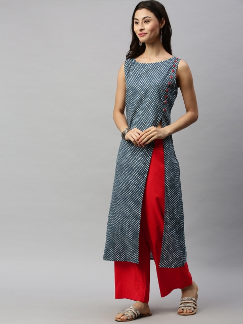 

Aprique FAB Women Blue & Red Printed Kurta with Palazzos