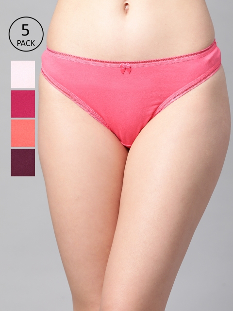 

Marks & Spencer Women Pack of 5 Solid Thongs T613020X, Pink