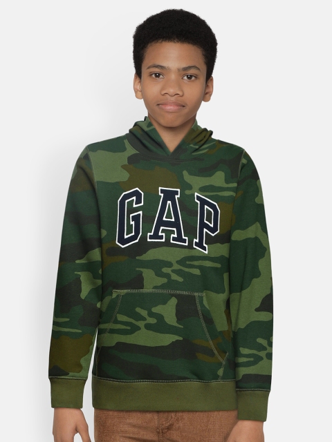 

GAP Boys Olive Green & Beige Camouflage Printed Hooded Sweatshirt