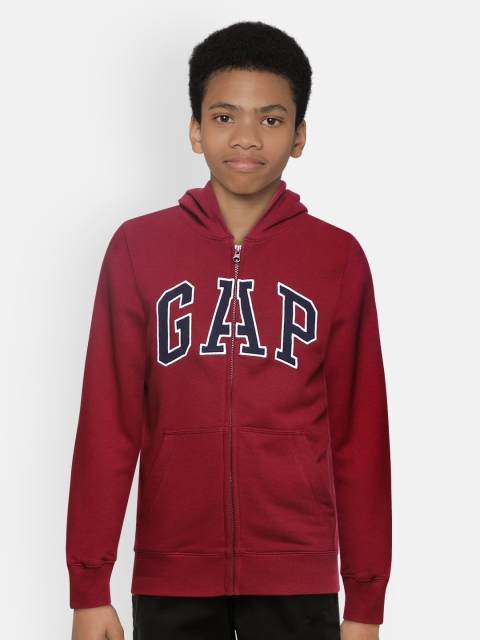 

GAP Boys Maroon Printed Hooded Sweatshirt