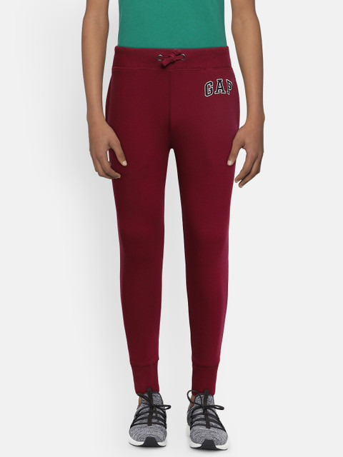 

GAP Boys Maroon Straight Fit Solid Joggers