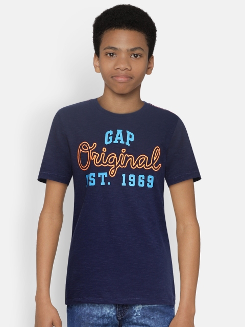 

GAP Boys Navy Blue Printed Round Neck T-shirt