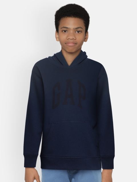 

GAP Boys Navy Blue Printed Hooded Sweatshirt