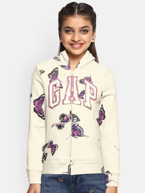 

GAP Girls Off-White Printed Hooded Sweatshirt