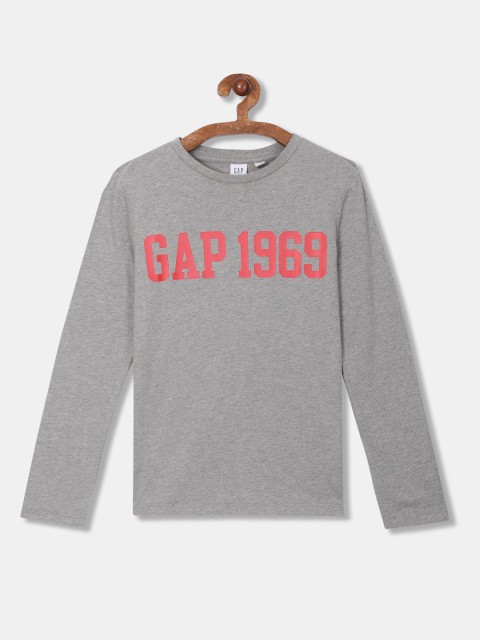 

GAP Boys Grey Brand Logo Printed T-shirt