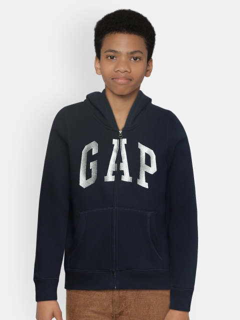 

GAP Girls Navy Blue Printed Hooded Sweatshirt