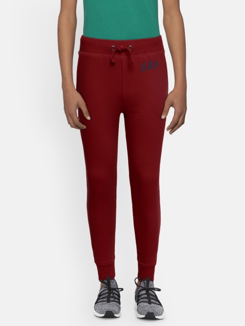 

GAP Boys Maroon Straight Fit Solid Joggers