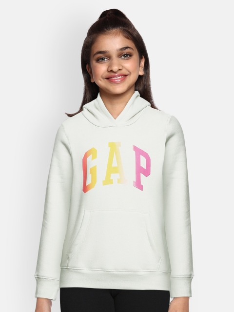 

GAP Girls White Printed Hooded Sweatshirt