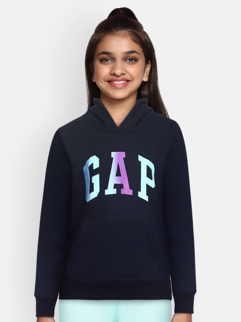 

GAP Girls Navy Blue Printed Hooded Sweatshirt