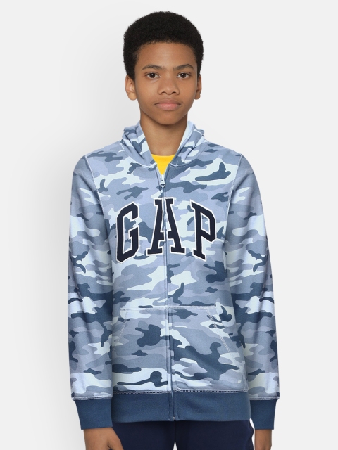 

GAP Boys Blue Printed Camouflage Hooded Sweatshirt