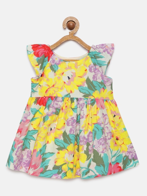 

GAP Girls Yellow & Pink Printed Fit and Flare Dress