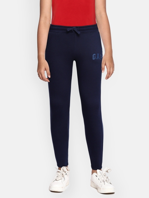 

GAP Girls Navy Blue Straight Fit Solid Joggers