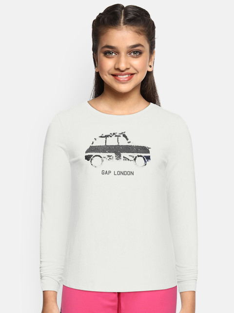 

GAP Girls Off-White Embellished Round Neck T-shirt