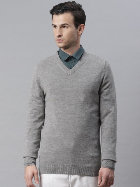 

Marks & Spencer Men Grey Melange Solid V-Neck Pullover