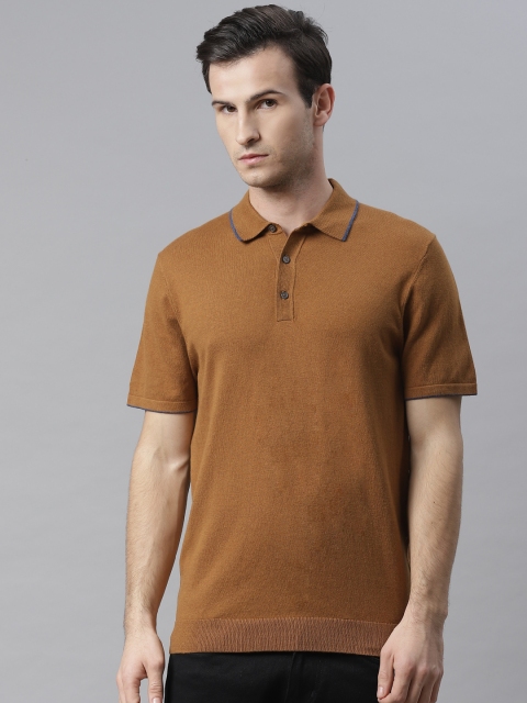 

Marks & Spencer Men Mustard Brown Solid Polo Collar Winter T-shirt