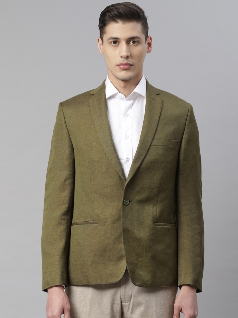 

Marks & Spencer Men Olive Green Solid Regular Fit Single-Breasted Smart Casual Blazer