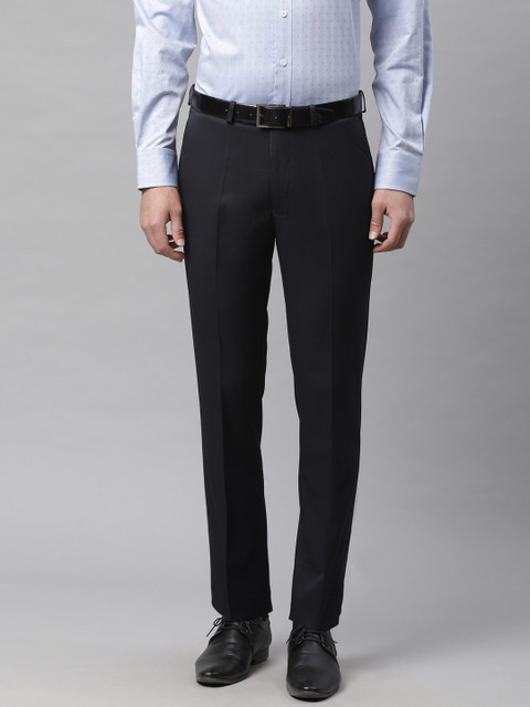 

Marks & Spencer Men Navy Blue Solid Skinny Fit Formal Trousers