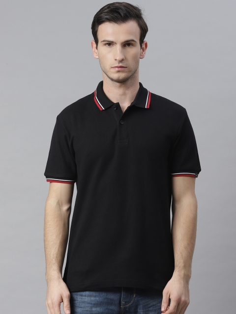

Marks Spencer Men Black Solid Polo Collar Pure Cotton T-shirt