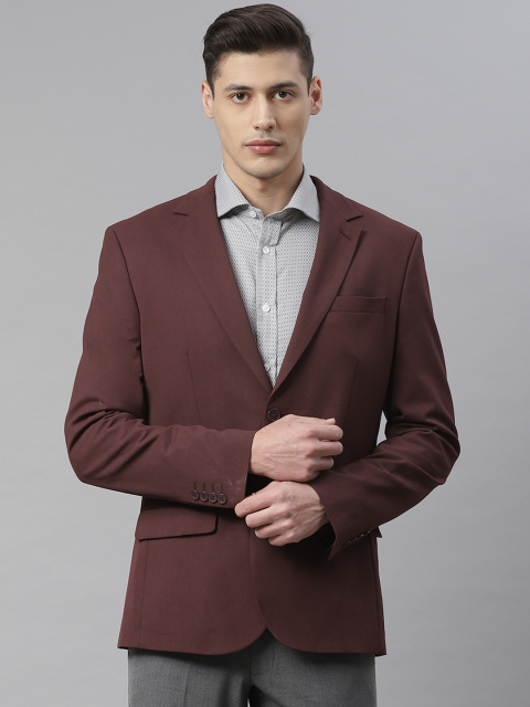 

Marks & Spencer Men Burgundy Skinny Fit Solid Single Breasted Blazer
