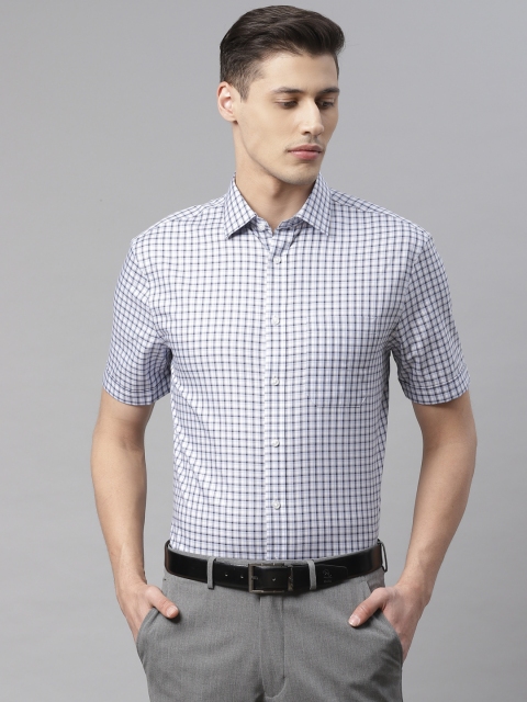 

Marks & Spencer Men Blue & White Regular Fit Non Iron Checked Formal Shirt