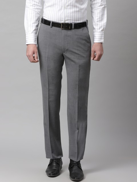 

Marks & Spencer Men Grey Solid Tailored Slim Fit Formal Trousers