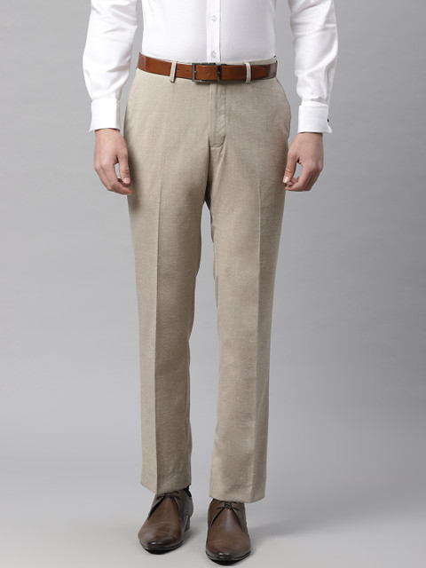 

Marks & Spencer Men Beige Slim Fit Solid Formal Trousers