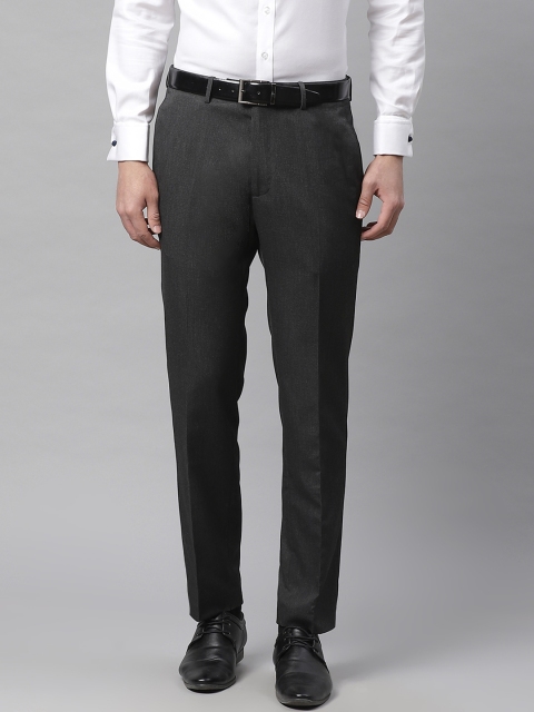 

Marks & Spencer Men Charcoal Grey Tailored Fit Solid Formal Trousers