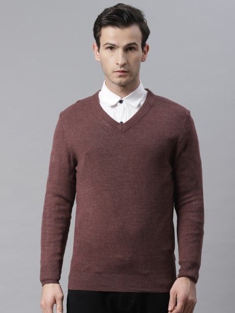 

Marks & Spencer Men Maroon Solid V- Neck Pullover