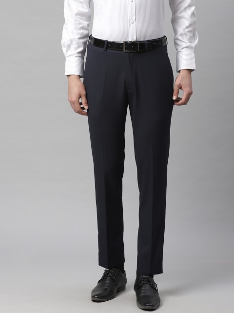 

Marks & Spencer Men Navy Blue Super Slim Fit Solid Formal Trousers