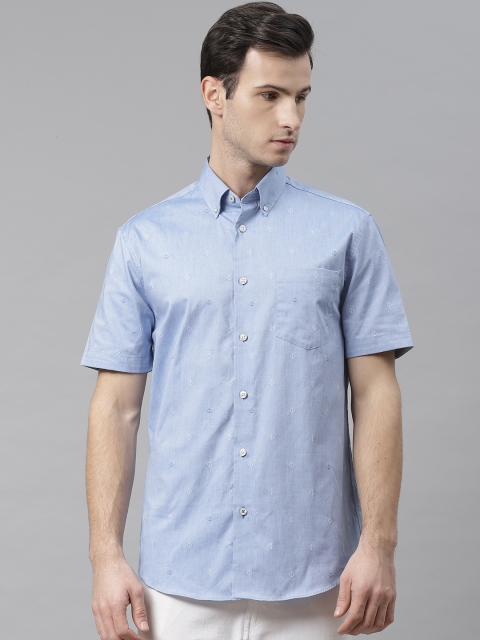 

Marks & Spencer Men Blue Regular Fit Self Design Casual Shirt